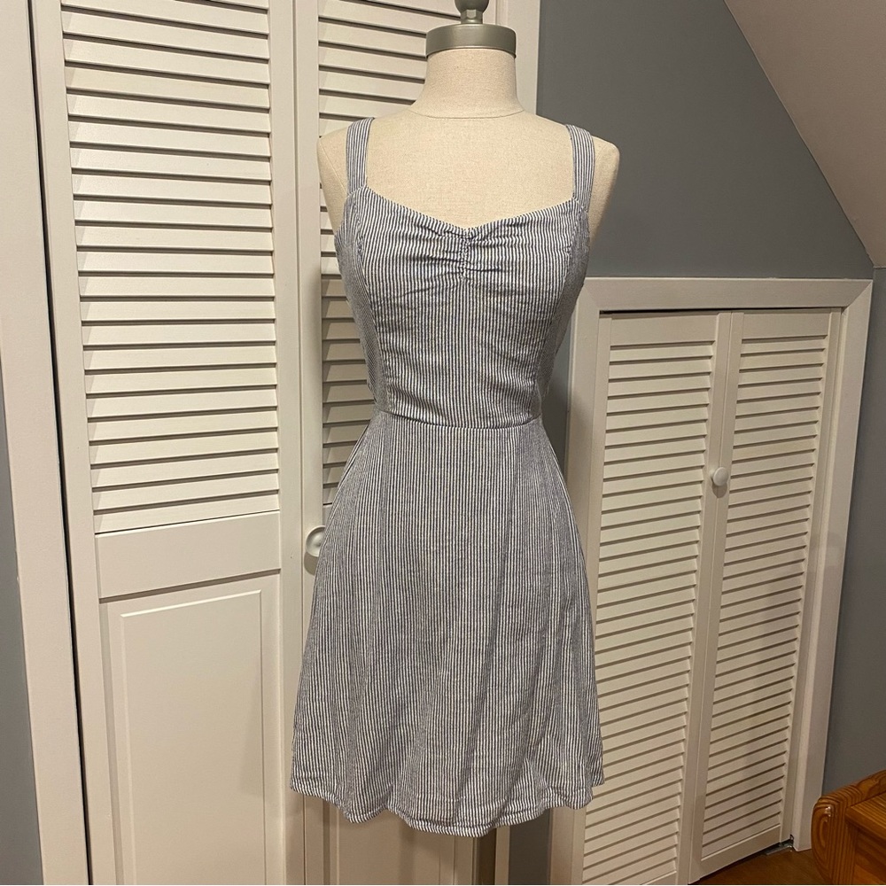 Hollister Navy Blue and White Casual Women Dress (XS)